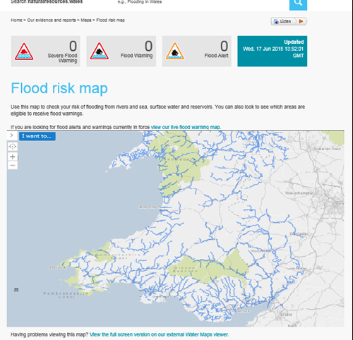 Flood risk map screenshot