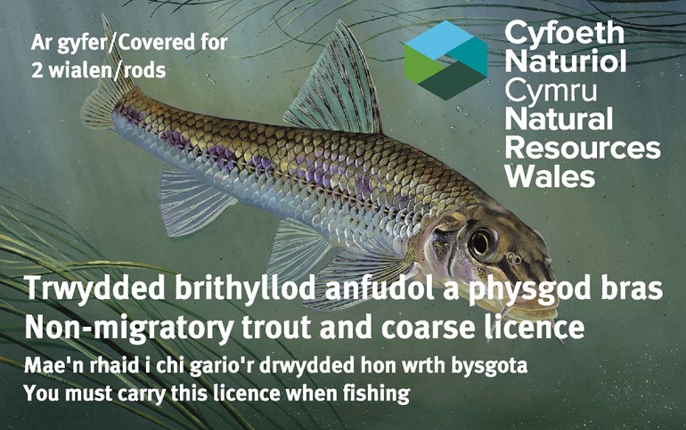 Image alerting people that they must carry a rod licence when fishing